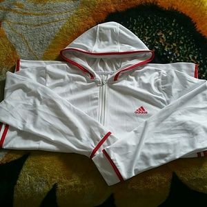 ADIDAS PLUS SIZED HOODED TRACK JACKET